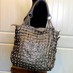 Beautiful ZZ Fab sparkly pewter purse hobo handbag